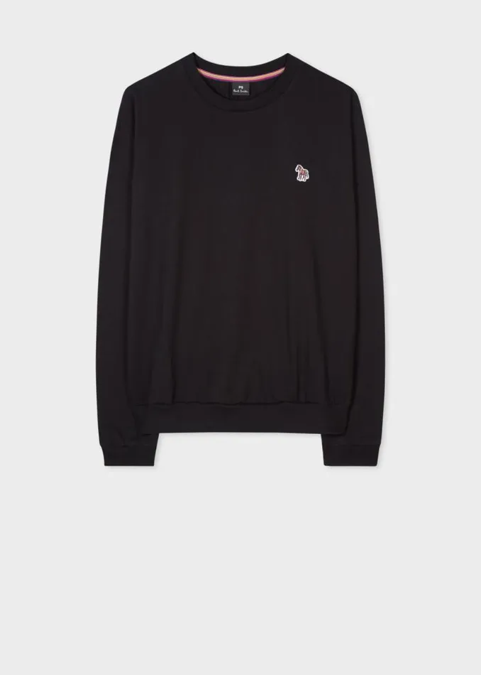Womens Paul Smith TShirts Black Cotton Zebra Logo LongSleeve TShirt