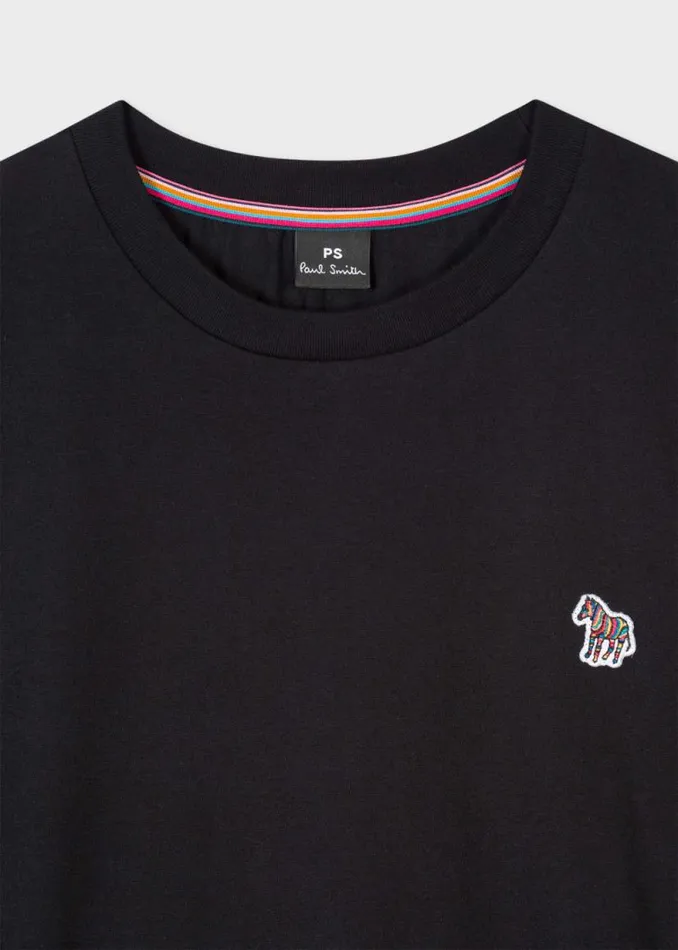 Womens Paul Smith TShirts Black Cotton Zebra Logo LongSleeve TShirt