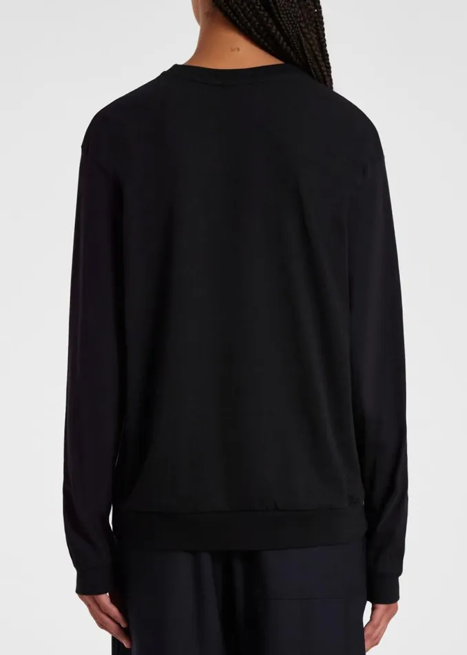 Womens Paul Smith TShirts Black Cotton Zebra Logo LongSleeve TShirt