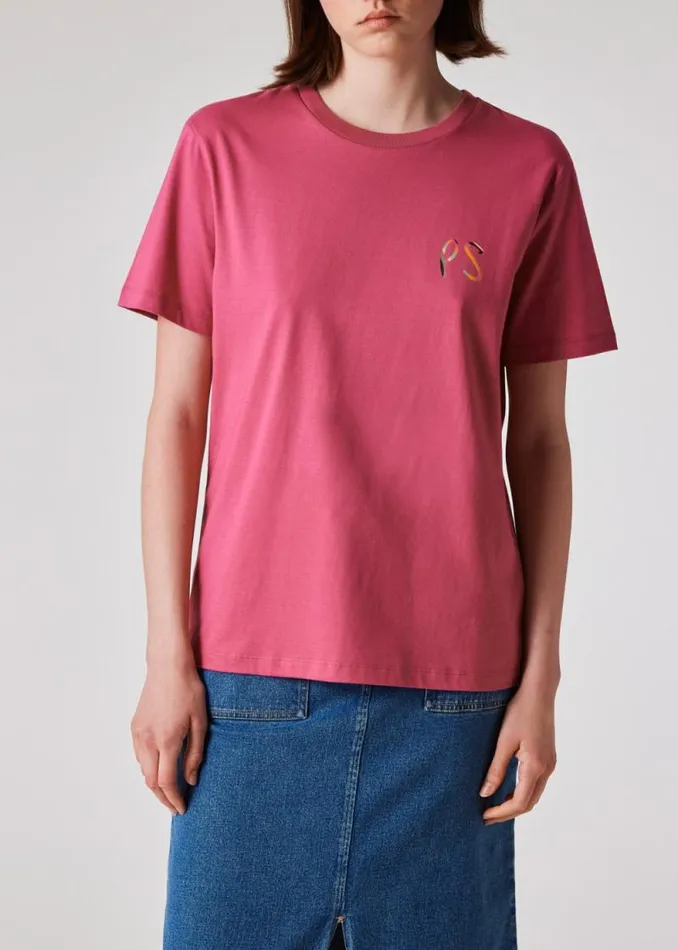Womens Paul Smith TShirts Dark Pink 039Swirl039 PS Logo TShirt