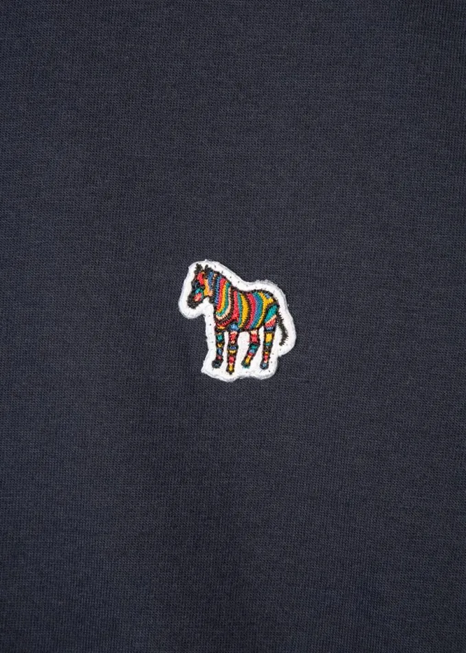 Womens Paul Smith TShirts Navy Organic Cotton Zebra Logo LongSleeve TShirt