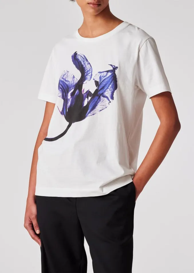 Womens Paul Smith TShirts White 039Solar Gram039 Flower Stem TShirt