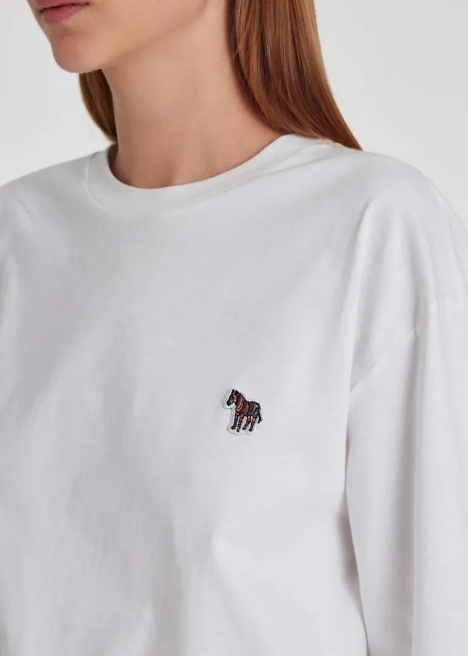 Womens Paul Smith TShirts White Cotton LongSleeve Zebra TShirt Womens Paul Smith TShirts White Cotton LongSleeve Zebra TShirt