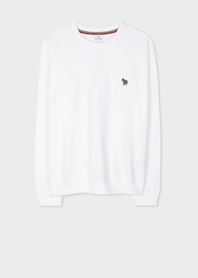 Womens Paul Smith TShirts White Cotton LongSleeve Zebra TShirt Womens Paul Smith TShirts White Cotton LongSleeve Zebra TShirt