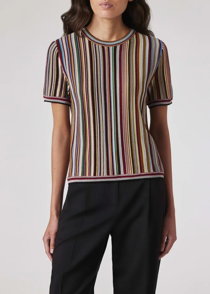 Womens Paul Smith Tops 039Signature Stripe039 Knitted Wool Top