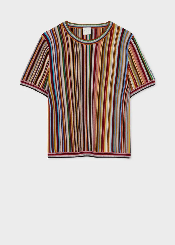 Womens Paul Smith Tops 039Signature Stripe039 Knitted Wool Top Womens Paul Smith Tops 039Signature Stripe039 Knitted Wool Top