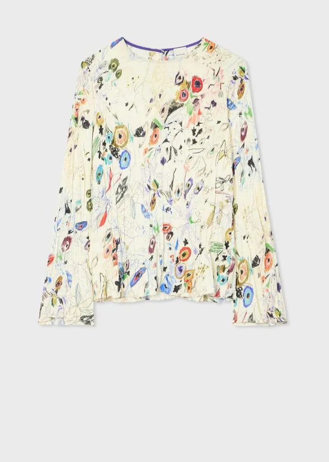 Womens Paul Smith Tops 039Sketchbook Botanical039 Crinkle Top Womens Paul Smith Tops 039Sketchbook Botanical039 Crinkle Top
