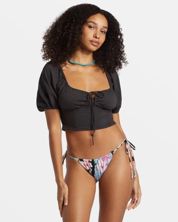 Womens Posy Crop Top Black Sands Billabong Tops