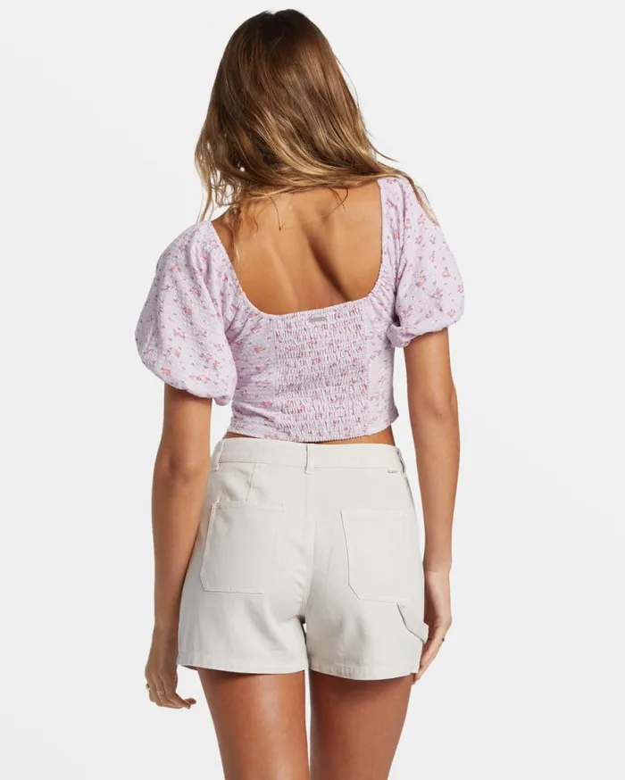 Womens Posy Crop Top Iced Lavender Billabong Tops Womens Posy Crop Top Iced Lavender Billabong Tops
