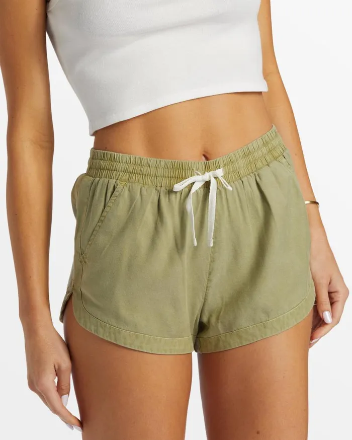Womens Road Trippin Elastic Waist Shorts Avocado Billabong Shorts Womens Road Trippin Elastic Waist Shorts Avocado Billabong Shorts