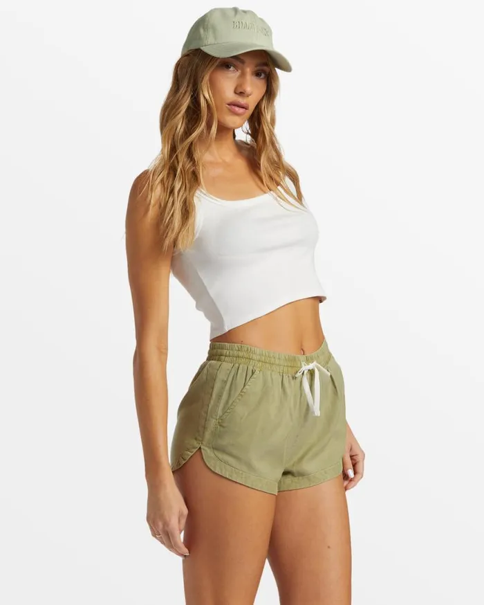 Womens Road Trippin Elastic Waist Shorts Avocado Billabong Shorts Womens Road Trippin Elastic Waist Shorts Avocado Billabong Shorts