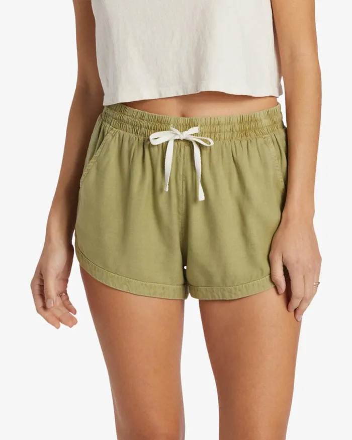Womens Road Trippin Elastic Waist Shorts Avocado Billabong Shorts Womens Road Trippin Elastic Waist Shorts Avocado Billabong Shorts