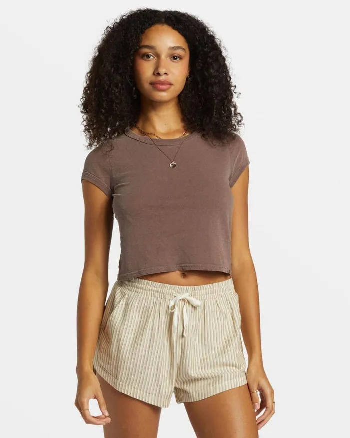 Womens Road Trippin Elastic Waist Shorts Cobblestone Billabong Shorts