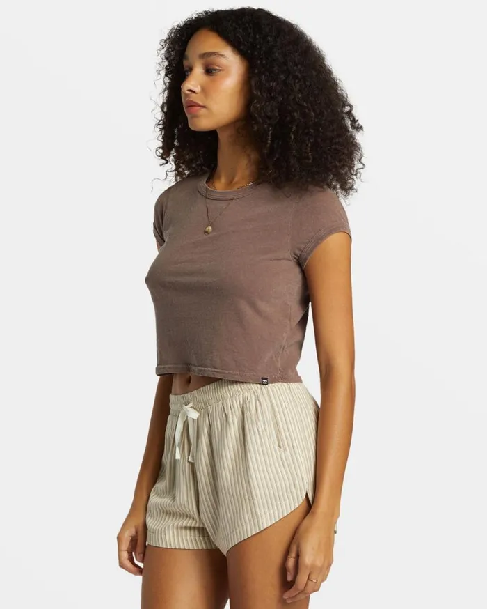 Womens Road Trippin Elastic Waist Shorts Cobblestone Billabong Shorts Womens Road Trippin Elastic Waist Shorts Cobblestone Billabong Shorts