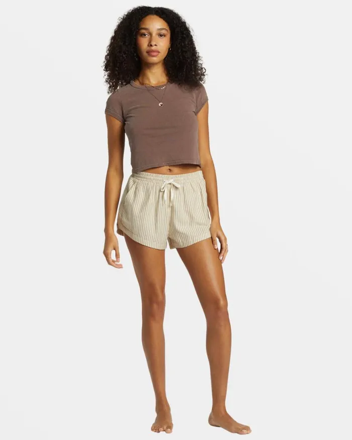 Womens Road Trippin Elastic Waist Shorts Cobblestone Billabong Shorts Womens Road Trippin Elastic Waist Shorts Cobblestone Billabong Shorts
