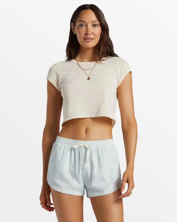 Womens Road Trippin Elastic Waist Shorts Dusk Blue Billabong Shorts
