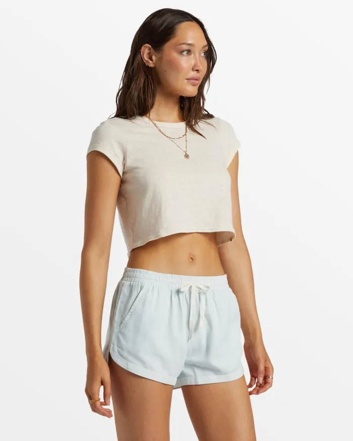 Womens Road Trippin Elastic Waist Shorts Dusk Blue Billabong Shorts Womens Road Trippin Elastic Waist Shorts Dusk Blue Billabong Shorts