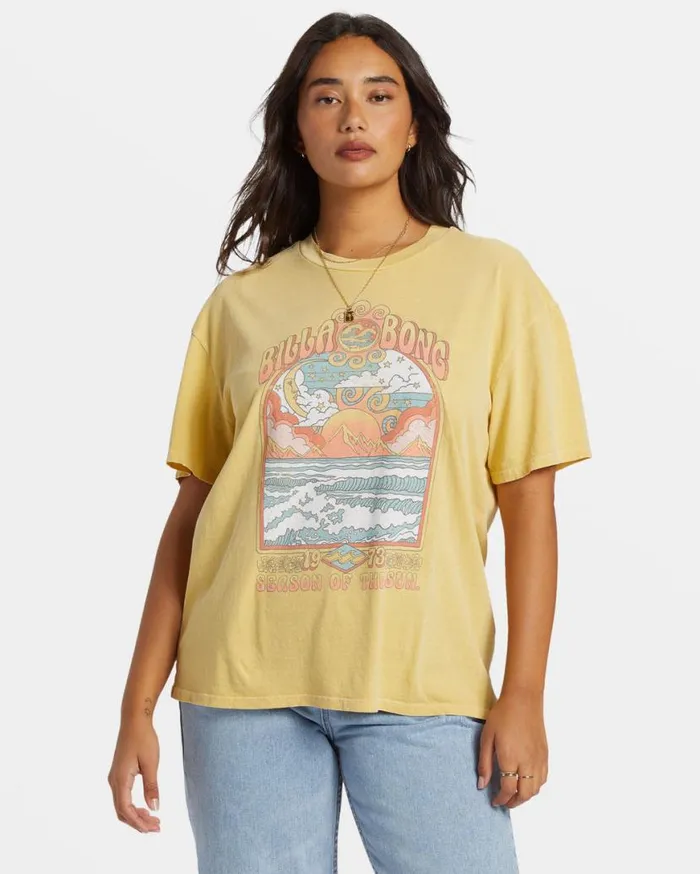 Womens Season Of The Sol TShirt Mellow Daze Billabong Graphic Tees and Tanks