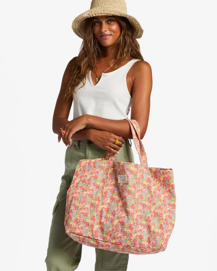 Womens So Essential Tote Bag Pink Trails Billabong Beach Accessories