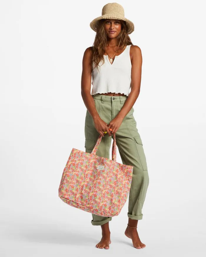 Womens So Essential Tote Bag Pink Trails Billabong Beach Accessories Womens So Essential Tote Bag Pink Trails Billabong Beach Accessories