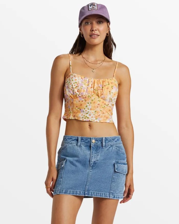 Womens So Simple Cropped Cami Top Peach Whip Billabong Tops