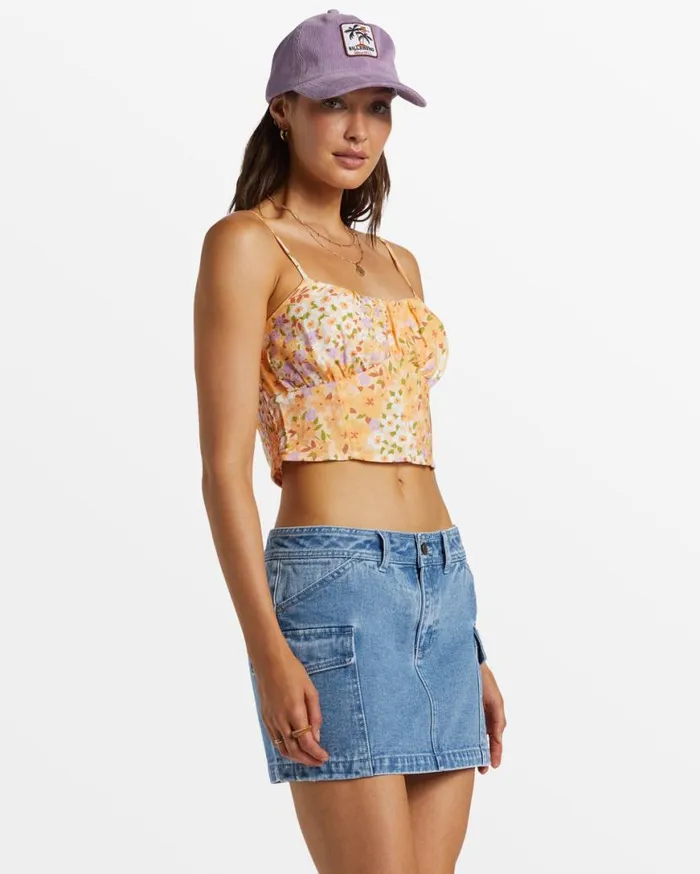 Womens So Simple Cropped Cami Top Peach Whip Billabong Tops Womens So Simple Cropped Cami Top Peach Whip Billabong Tops