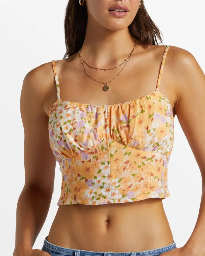 Womens So Simple Cropped Cami Top Peach Whip Billabong Tops Womens So Simple Cropped Cami Top Peach Whip Billabong Tops