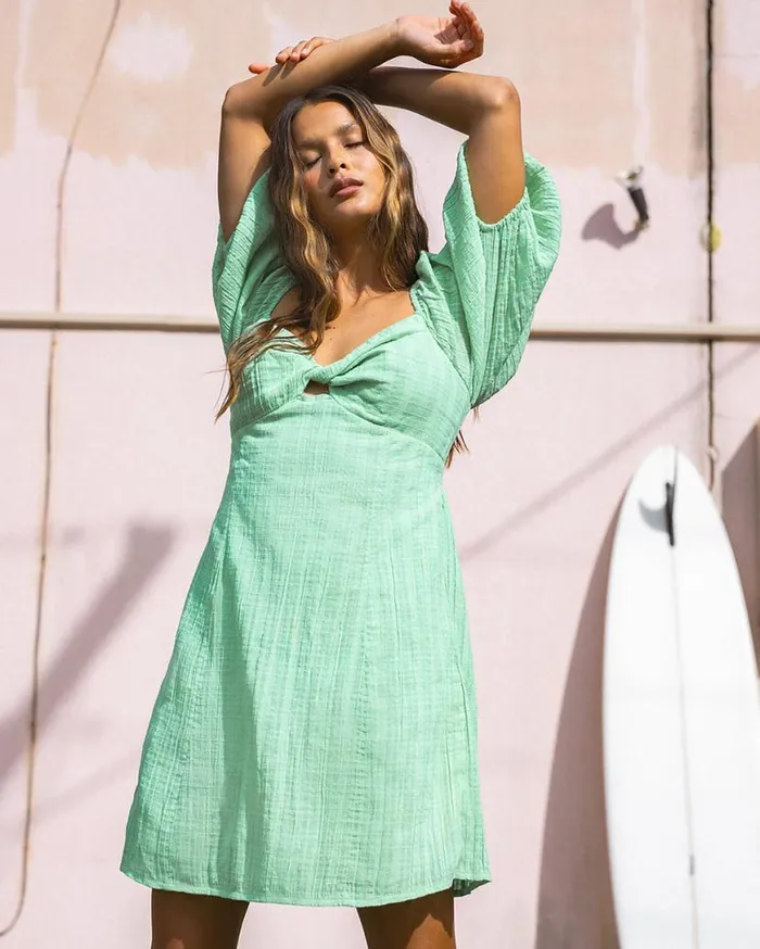 Womens Sol Puff Sleeve Mini Dress Bright Meadow Billabong Dresses