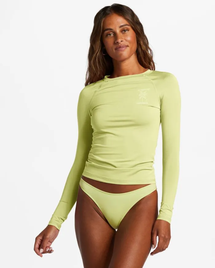 Womens Sol Searcher Long Sleeve Upf 50 Rashguard Light Lime Billabong Rashguards and Bodysuits Womens Sol Searcher Long Sleeve Upf 50 Rashguard Light Lime Billabong Rashguards and Bodysuits