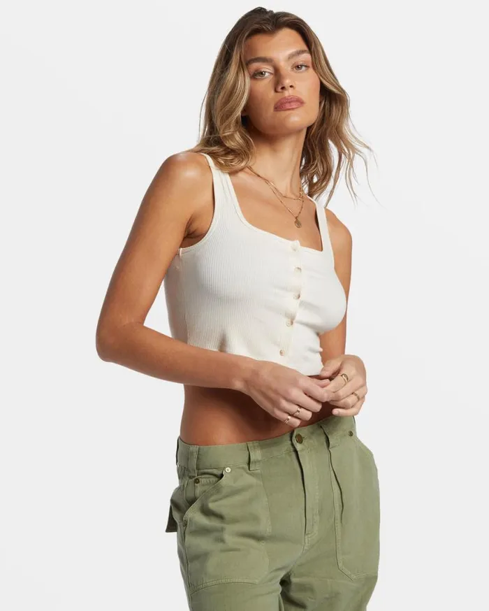 Womens Summerset Cropped Tank Top White Cap Billabong Tops Womens Summerset Cropped Tank Top White Cap Billabong Tops