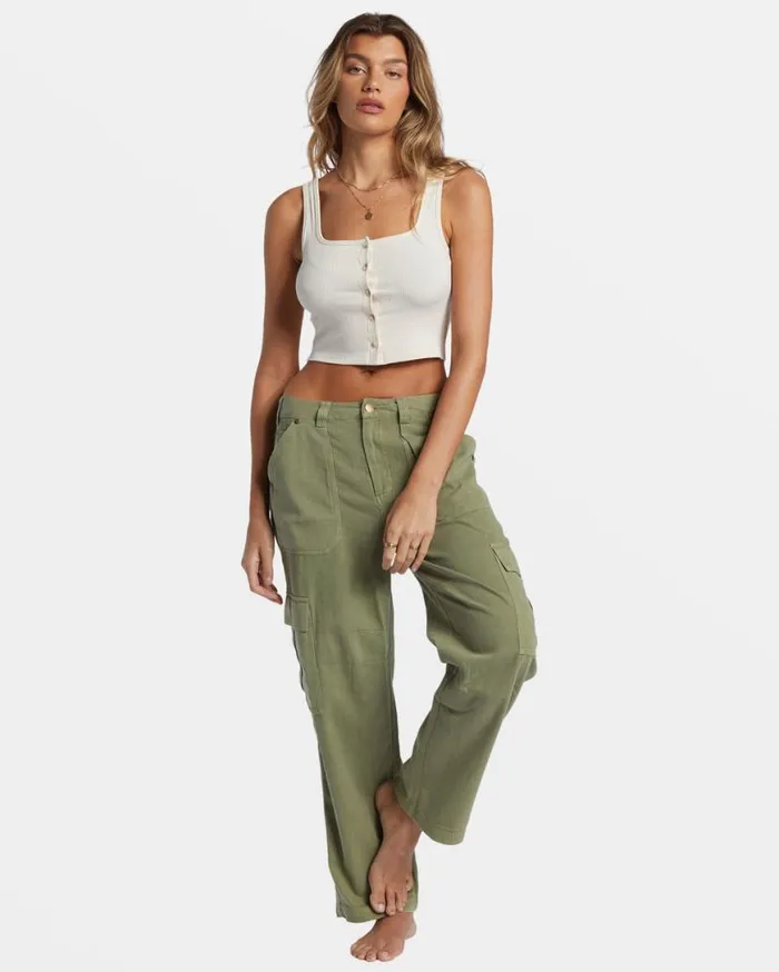 Womens Summerset Cropped Tank Top White Cap Billabong Tops Womens Summerset Cropped Tank Top White Cap Billabong Tops