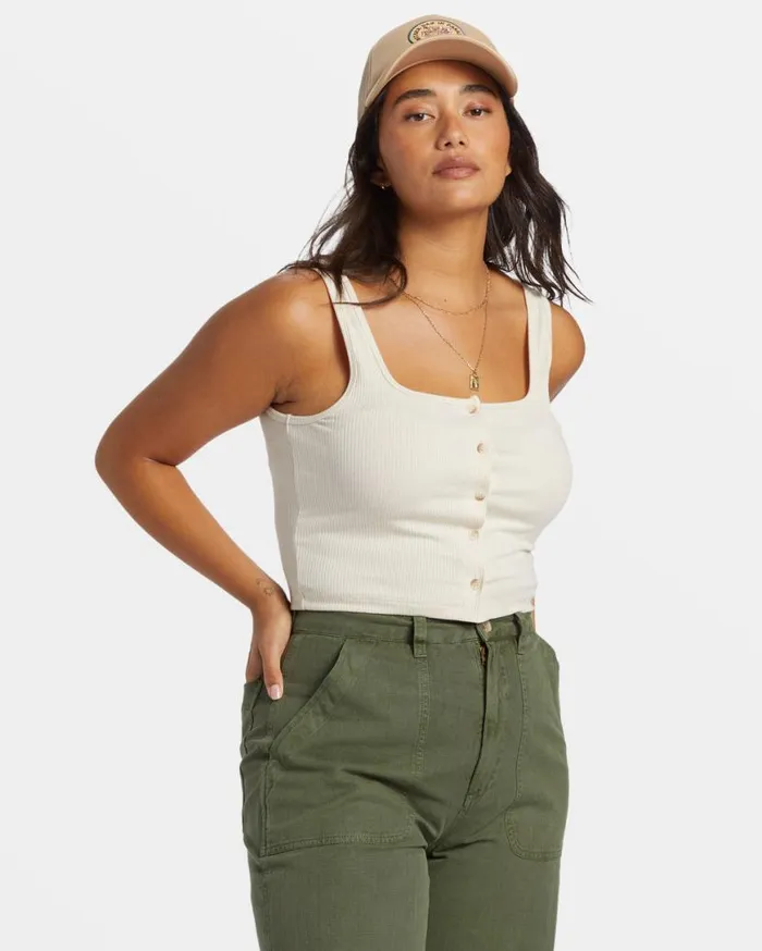 Womens Summerset Cropped Tank Top White Cap Billabong Tops Womens Summerset Cropped Tank Top White Cap Billabong Tops