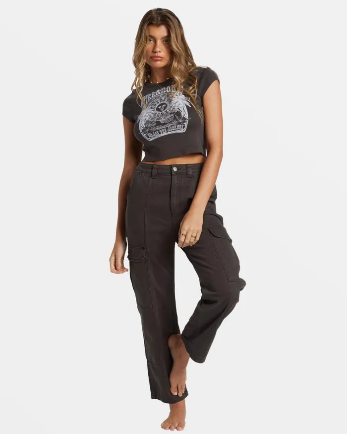 Womens Sunrise To Sunset TShirt Off Black Billabong Graphic Tees and Tanks