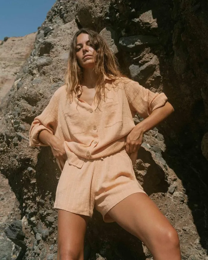 Womens Swell Long Sleeve Shirt Baked Clay Billabong Tops