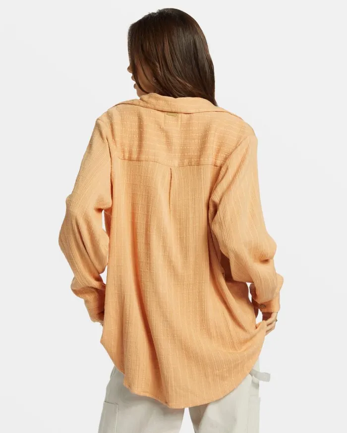 Womens Swell Long Sleeve Shirt Baked Clay Billabong Tops
