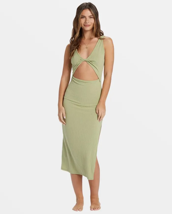 Womens Take A Look Rib Knit Dress Avocado Billabong Dresses Womens Take A Look Rib Knit Dress Avocado Billabong Dresses