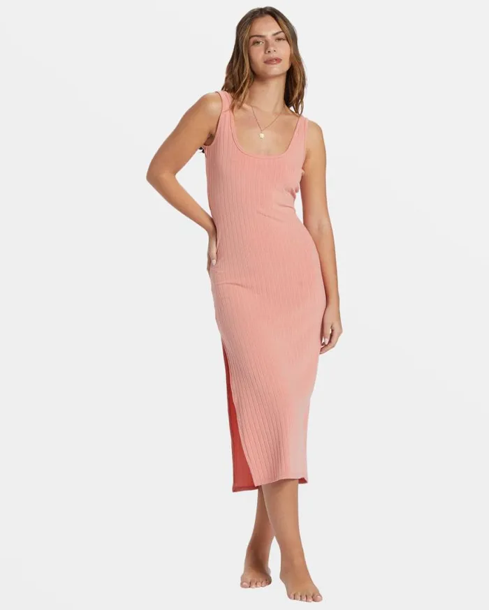 Womens Take A Look Rib Knit Dress Peach Out Billabong Dresses