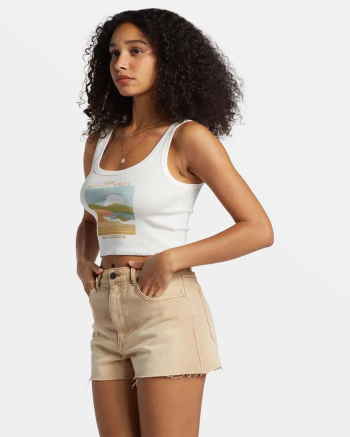 Womens The Golden West Cropped Tank Top Salt Crystal Billabong Graphic Tees and Tanks Womens The Golden West Cropped Tank Top Salt Crystal Billabong Graphic Tees and Tanks