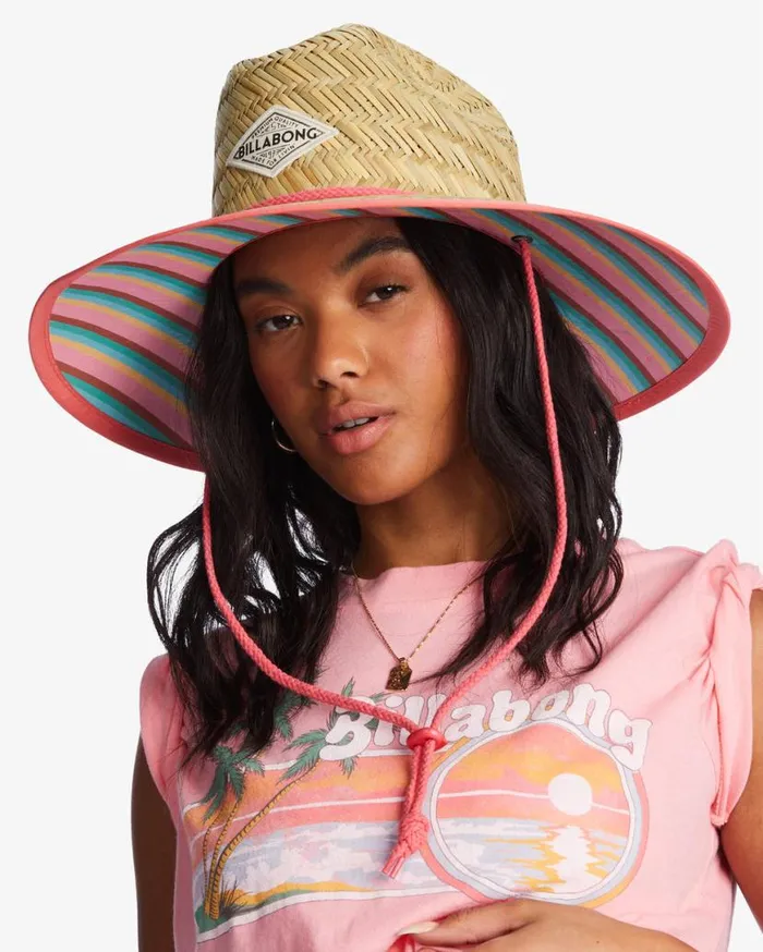 Womens Tipton Straw Lifeguard Hat Pink Wink Billabong Beach Accessories Womens Tipton Straw Lifeguard Hat Pink Wink Billabong Beach Accessories
