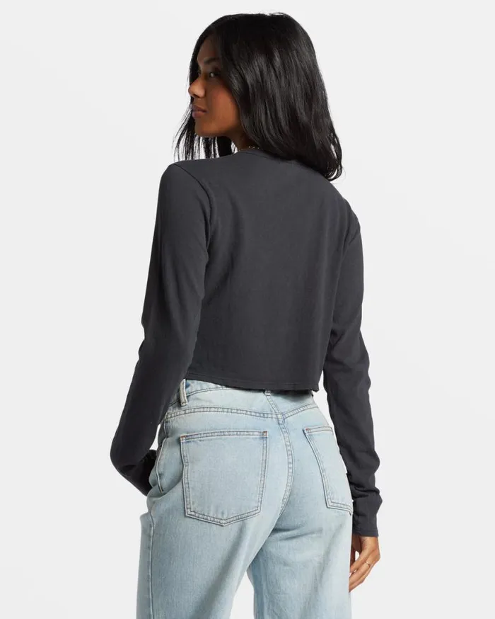 Womens Tommy Long Sleeve Top Black Sands Billabong Tops Womens Tommy Long Sleeve Top Black Sands Billabong Tops