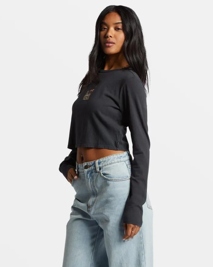Womens Tommy Long Sleeve Top Black Sands Billabong Tops Womens Tommy Long Sleeve Top Black Sands Billabong Tops