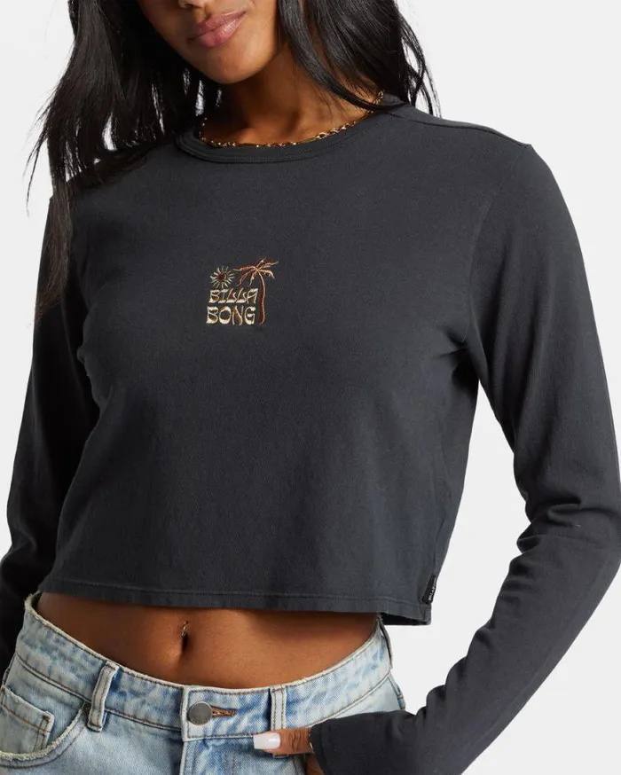 Womens Tommy Long Sleeve Top Black Sands Billabong Tops Womens Tommy Long Sleeve Top Black Sands Billabong Tops