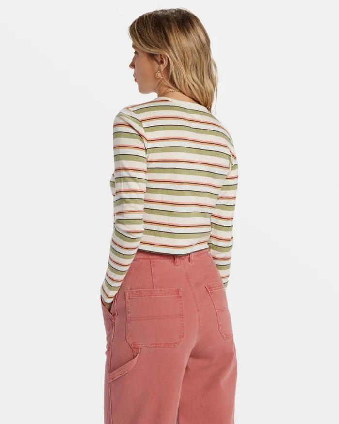 Womens Tommy Stripe Long Sleeve Top Weeping Willow Billabong Tops Womens Tommy Stripe Long Sleeve Top Weeping Willow Billabong Tops