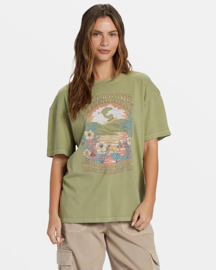 Womens Trippy Paradise TShirt Avocado Billabong Graphic Tees and Tanks