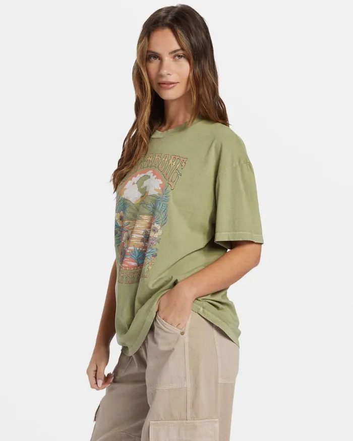 Womens Trippy Paradise TShirt Avocado Billabong Graphic Tees and Tanks Womens Trippy Paradise TShirt Avocado Billabong Graphic Tees and Tanks