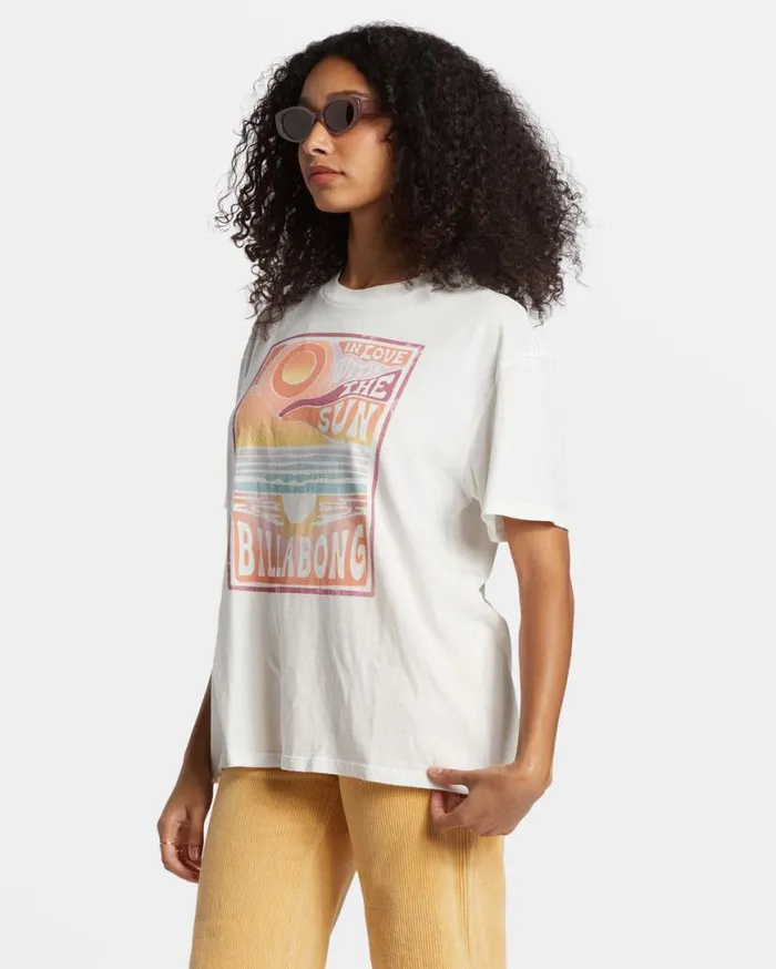 Womens With The Sun TShirt Salt Crystal Billabong Tops Womens With The Sun TShirt Salt Crystal Billabong Tops