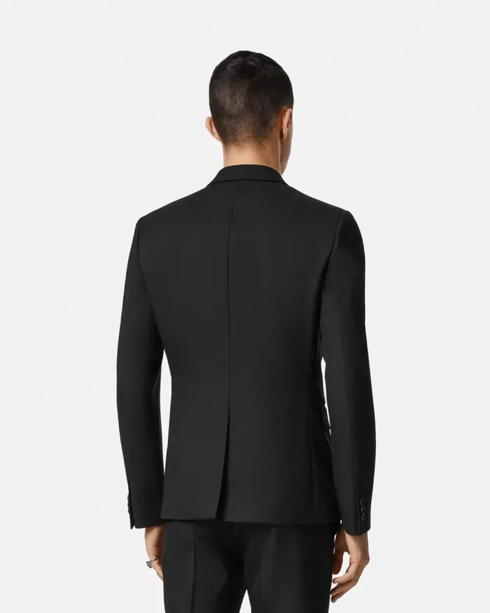 Wool DoubleBreasted Blazer Black Men Versace Blazers and Suits