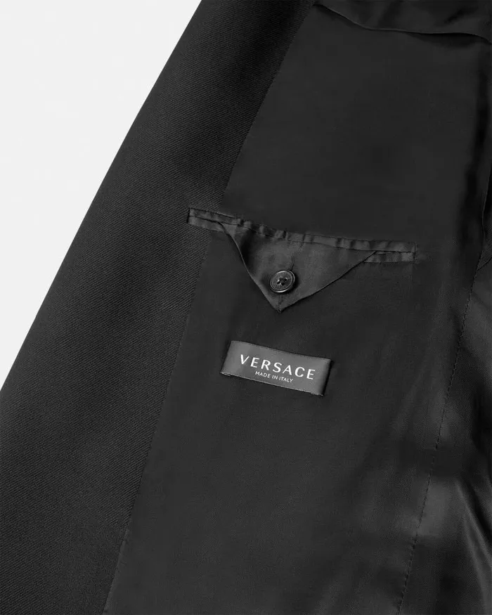 Wool DoubleBreasted Blazer Black Men Versace Blazers and Suits
