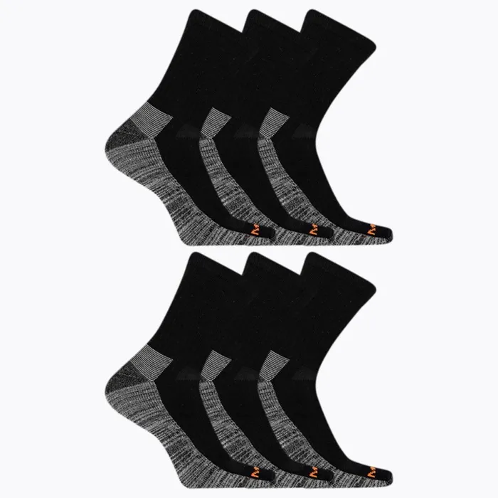 Work Crew Sock 6 Pack Black MenWomen Merrell Socks