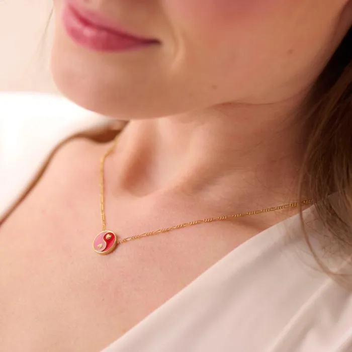 Yin Yang Heart Chain Necklace Adjustable Gold Women Alex And Ani Love